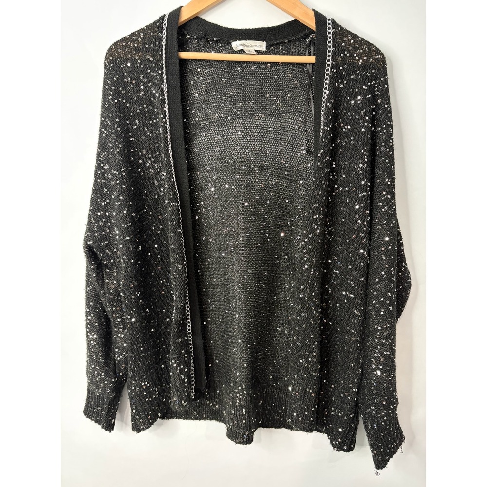 John Paul Richard Crochet Knit Sequin Cardigan Sz S Fairy Grunge Goth 90s Y2K